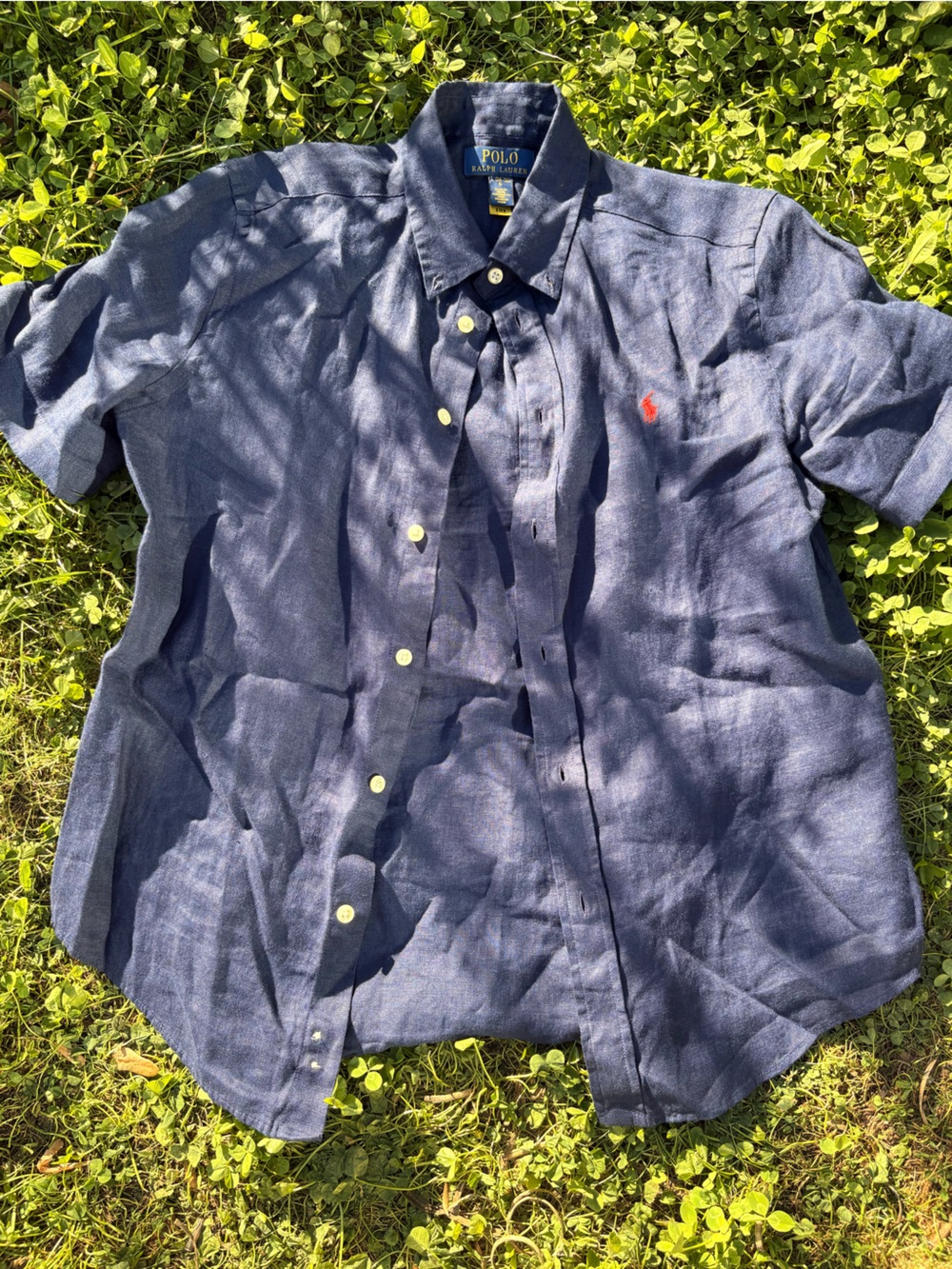 Polo by Ralph Lauren Navy Short-Sleeve Button-Up Shirt Fits size S Women